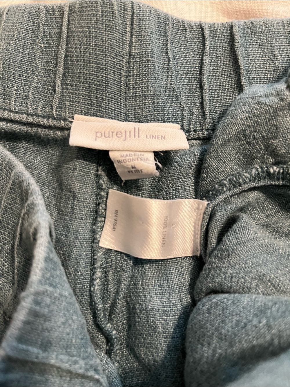 Pure Jill Blue Linen Casual Pants - Picture 3 of 4